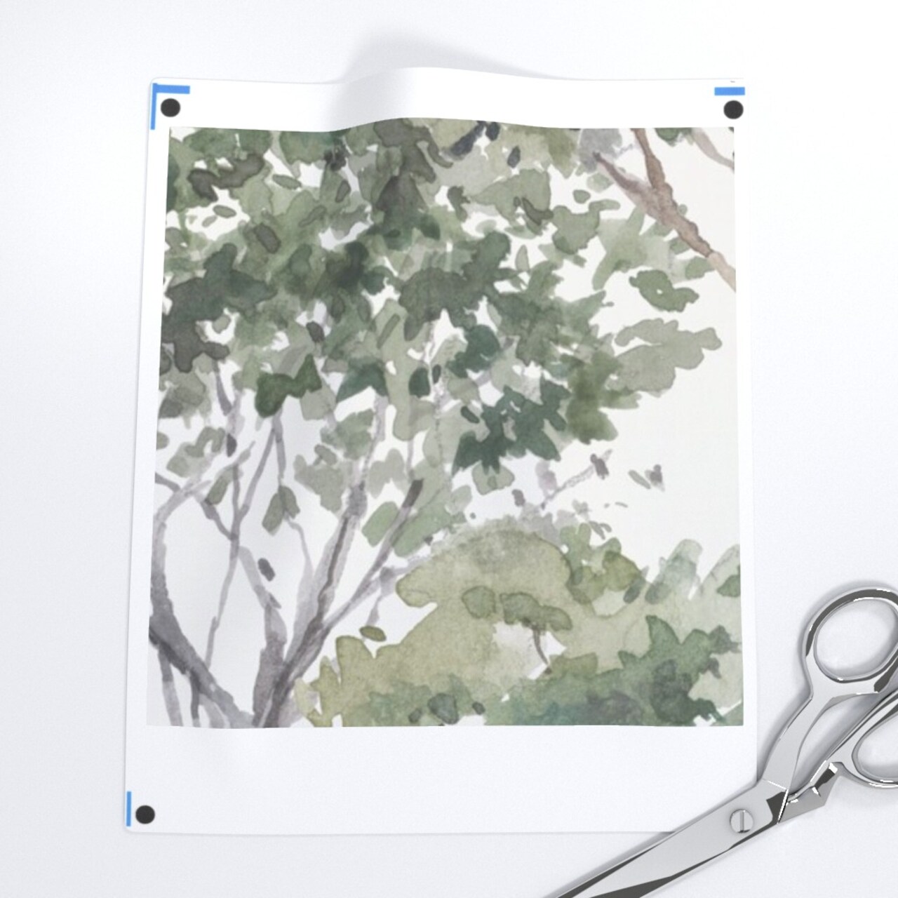 Vintage Woodland Watercolor Forest Wood Oak Old World Scenic Trees Custom Printed Fabric by Spoonflower Various Fabrics by the Yard or Fat Quarter